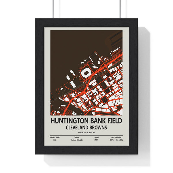 Huntington Bank Field map print framed Cleveland Browns stadium wall art