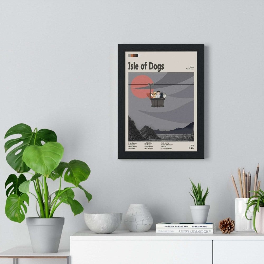 Framed Isle of Dogs movie poster wall display