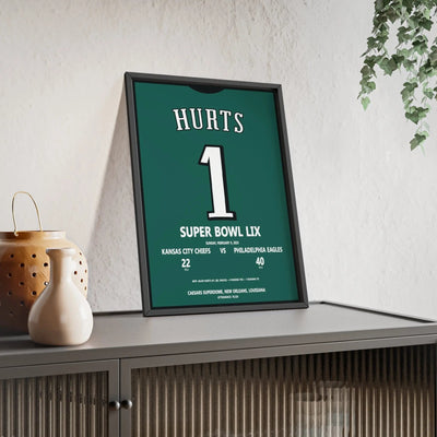 Framed Jalen Hurts Super Bowl LIX Eagles Print poster