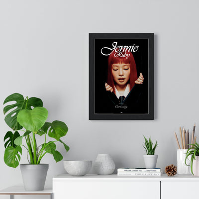 Jennie Ruby Maxi Poster framed on a living room wall above a sideboard