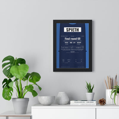 Jordan Spieth Royal Birkdale 2017 Golf Poster - Caddie Bib Final Round Win Print framed on a living room wall