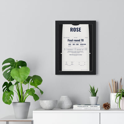 Justin Rose Merion 2013 Golf Poster - Caddie Bib Fathers Day Win Print framed on a living room wall