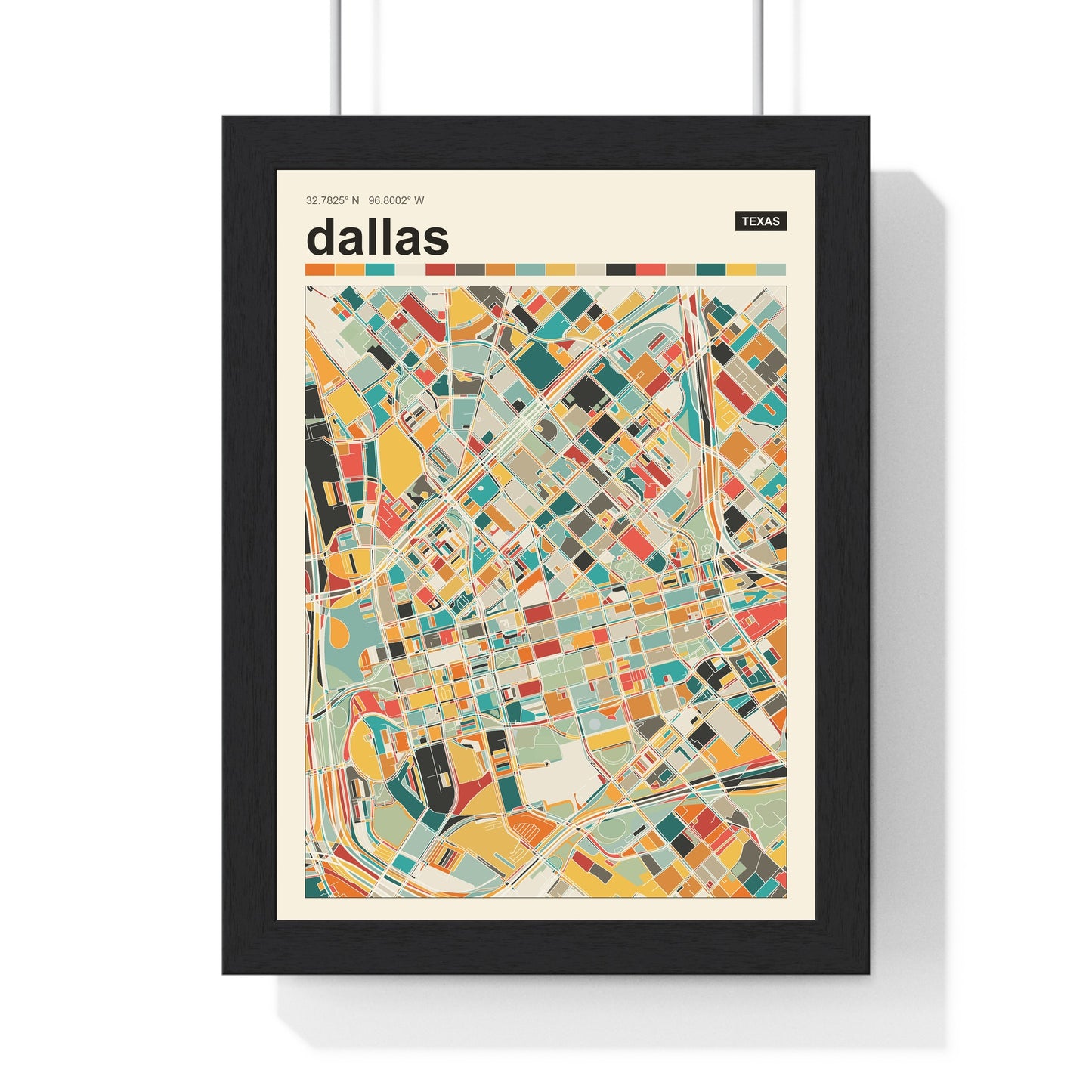 Framed personalised city map print custom location wall art