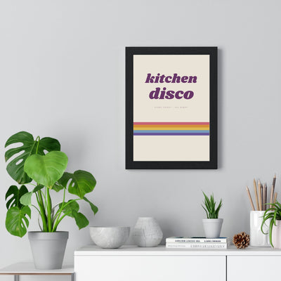 Kitchen Disco Print framed on a living room wall