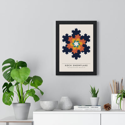 Koch Snowflake print framed on a living room wall