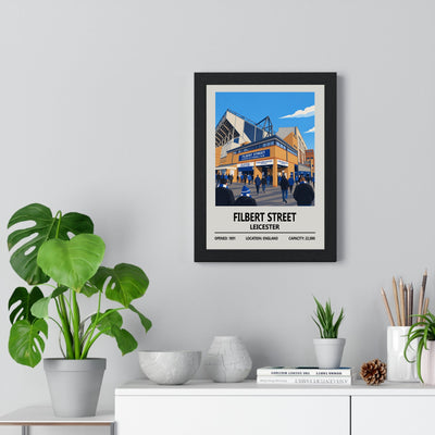 Leicester City Filbert Street Stadium Print framed on a living room wall