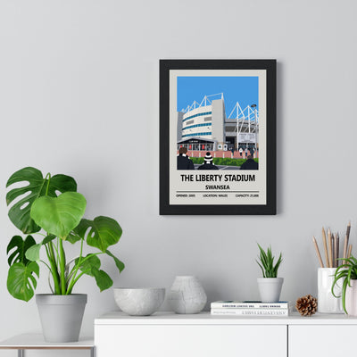 Liberty Stadium Swansea print framed on living room wall
