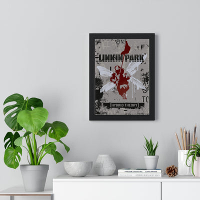 Linkin Park Hybrid Theory Maxi Poster framed on a living room wall above a sideboard