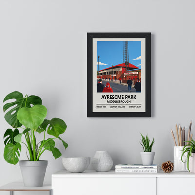 Middlesbrough Ayresome Park Stadium Print framed on a living room wall