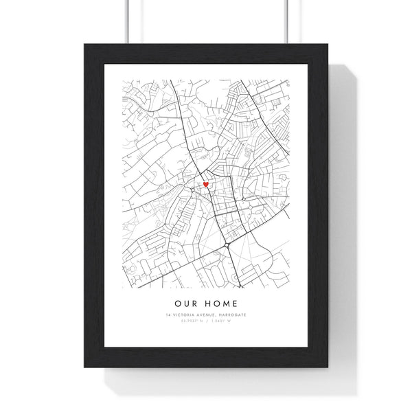 Personalised Our Home Map Print - framed white full page street map