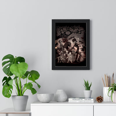 My Chemical Romance The Black Parade Maxi Poster framed on a living room wall above a sideboard
