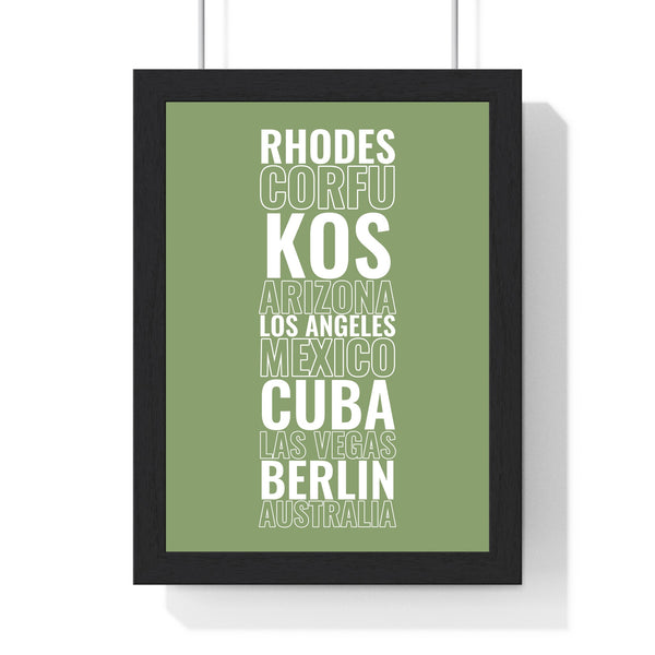 Personalised destination print custom travel list typography poster by Poster Kingz