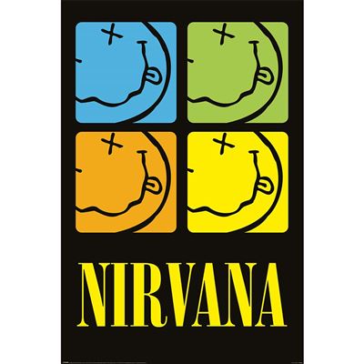 Framed Nirvana Smiley Squares maxi poster