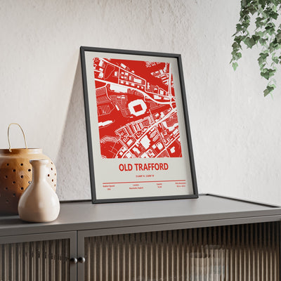 Framed Old Trafford Stadium map print