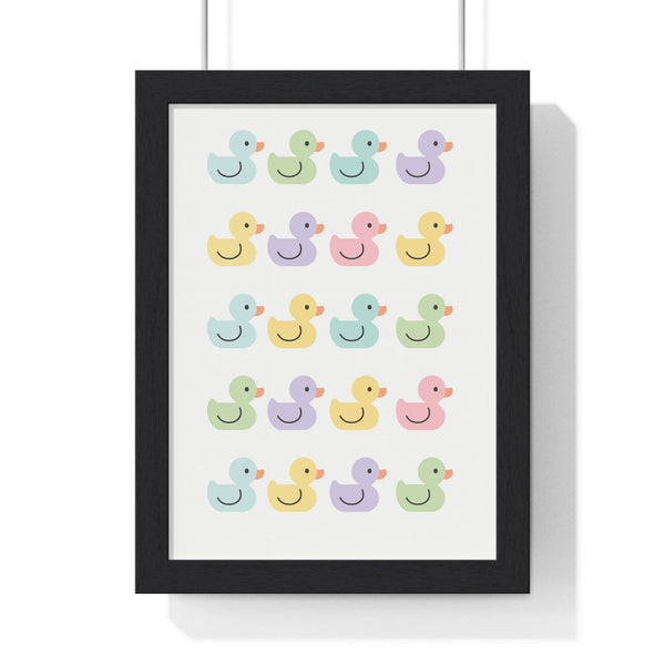 Framed pastel rubber duck poster cute bathroom wall art