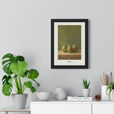 Pears Print framed on a living room wall