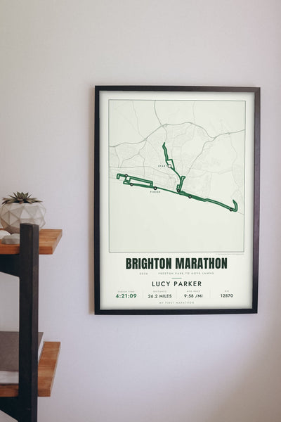 Personalised Brighton Marathon Print - Brighton Marathon route print on the hallway wall