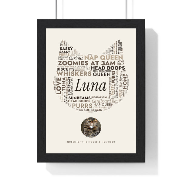 Personalised Cat Word Art Print - framed personalised cat word art print