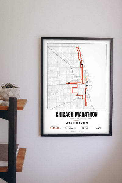 Personalised Chicago Marathon Print - Chicago Marathon route print on the hallway wall