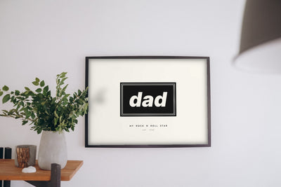 Personalised Dad Rock Star Print - dad rock star print on the living room wall
