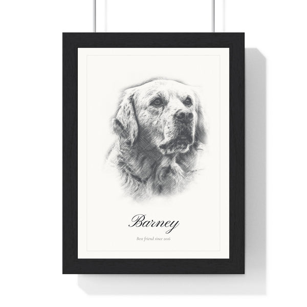 Personalised Dog Sketch Portrait Print - framed personalised dog sketch portrait print