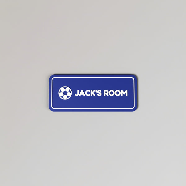 Personalised Football Door Sign - personalised football door sign on the wall