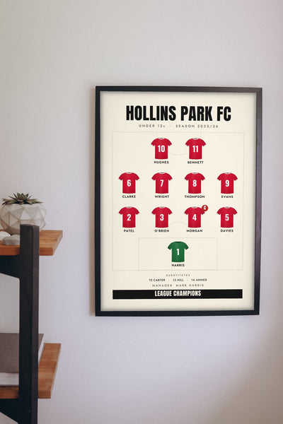 Personalised Football Team Line-Up Print - football team print on the wall