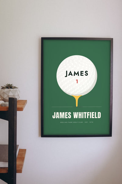 Personalised Golf Ball Print - golf ball print on the study wall