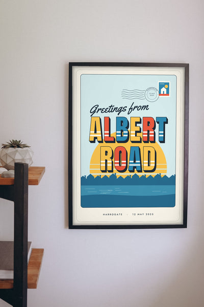 Personalised Greetings From Home Print - greetings from home postcard print in the hallway