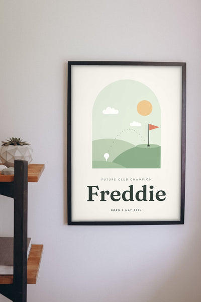 Personalised Kids Golf Print - kids golf print on the nursery wall