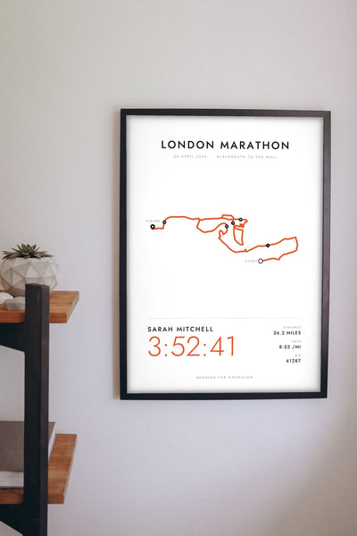 Personalised Marathon Route Print - marathon route print on the hallway wall