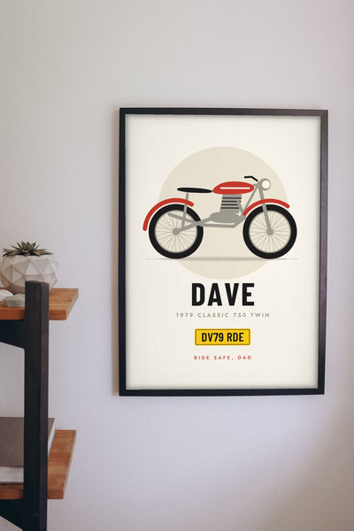 Personalised Motorbike Print - on the hallway wall