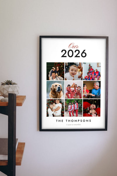 Personalised Family Photo Collage Print - hanging on a living room wall