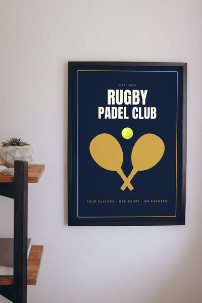 Personalised Padel Club Sign Print - padel club sign print on a games room wall