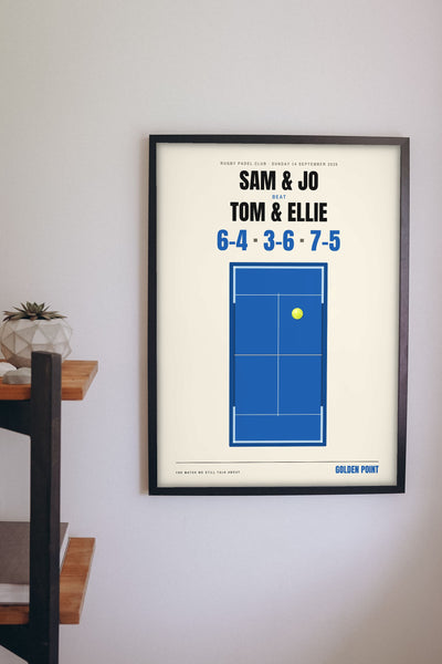 Personalised Padel Match Print - personalised padel match print on the wall