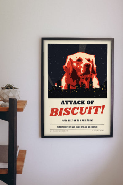 Personalised Pet Horror Movie Poster - pet horror movie poster on a hallway wall