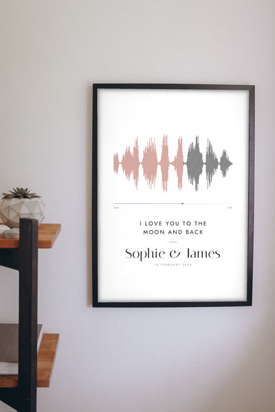 Personalised Soundwave Print - soundwave print on the bedroom wall