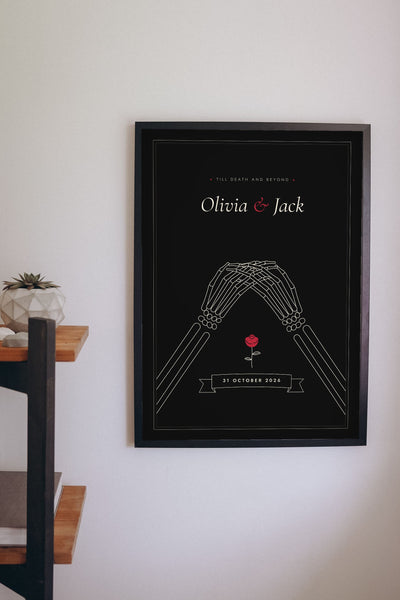 Personalised Till Death Do Us Part Print - till death couple print on a living room wall
