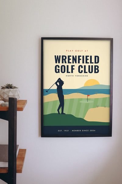 Personalised Vintage Golf Club Poster - vintage golf club poster on the study wall