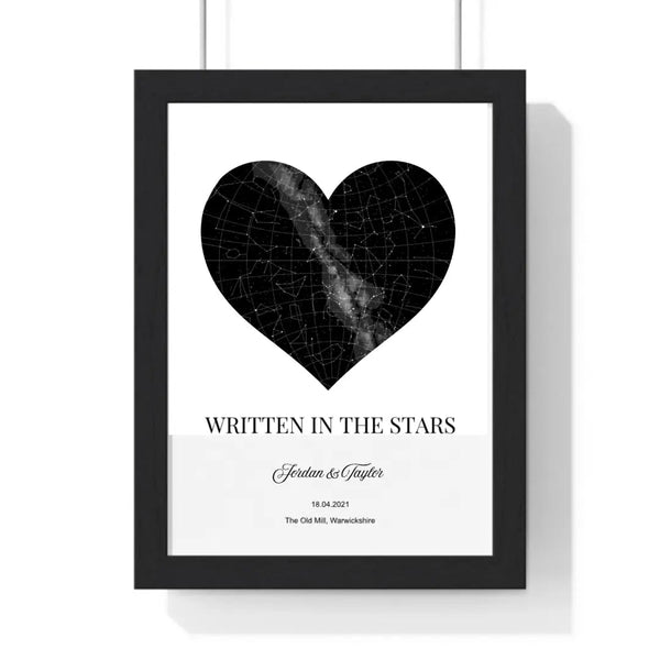 Framed Personalised Written in the Stars Heart Gift travel poster