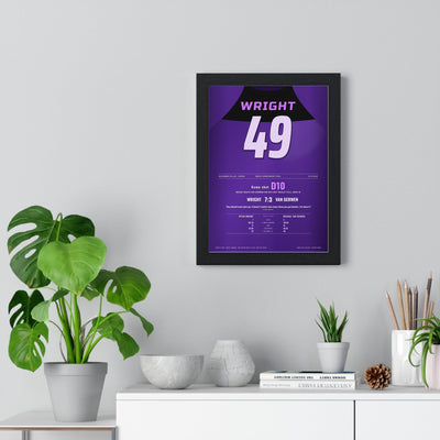 Peter Wright World Darts Final 2020 Darts Poster - 7-3 v Van Gerwen Shirt Print framed on a living room wall