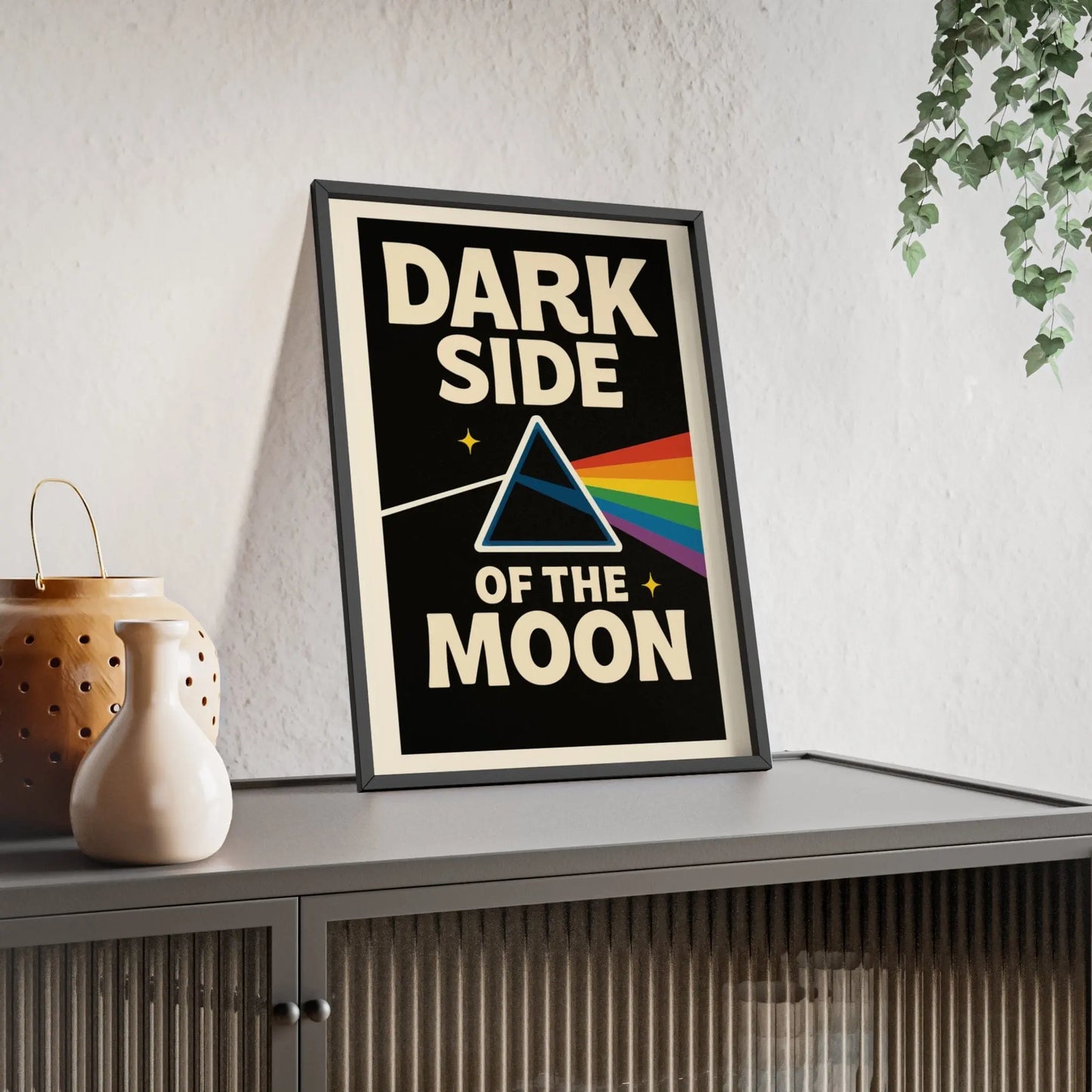 Album Cover Poster Dark Side Inspired Poster – Retro Prism Rainbow Minimalist Wall Art Print Poster Kingz