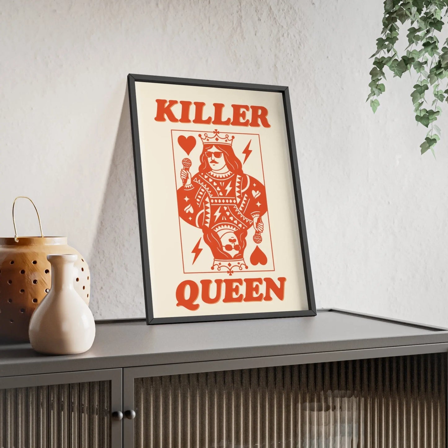 Album Cover Poster Killer Queen Inspired Poster – Retro Playing Card Minimalist Wall Art Print Poster Kingz