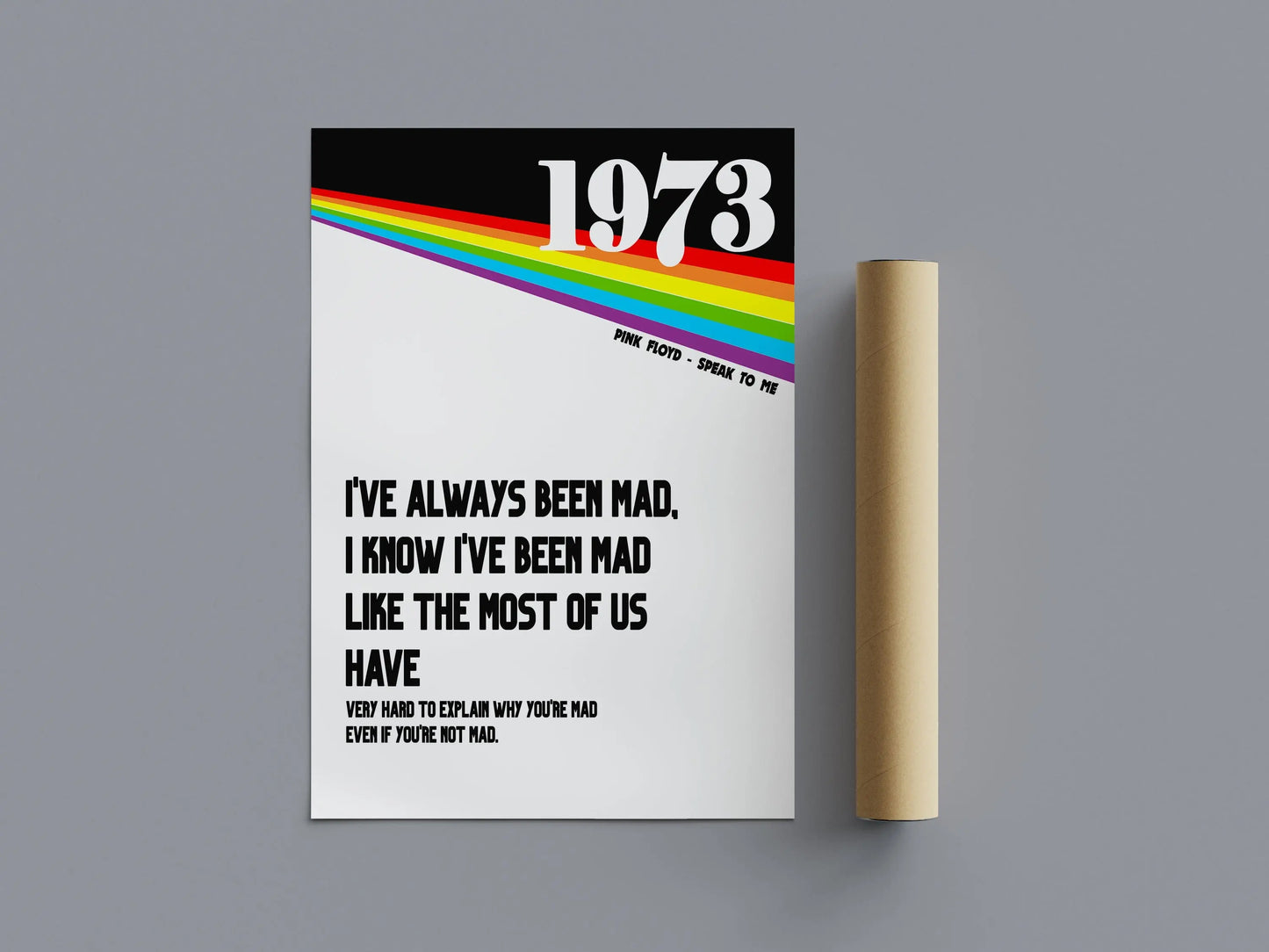 Album Cover Poster Pink Floyd Inspired Poster – 1973 Rainbow Minimalist Wall Art A2 Print Poster Kingz