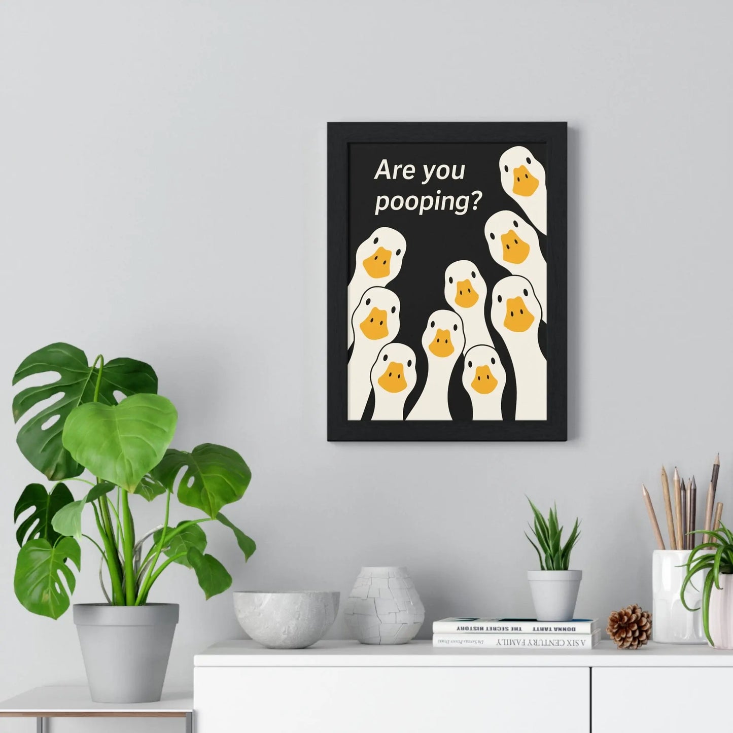 Bathroom Curious Ducks and Bold Question Poster Kingz