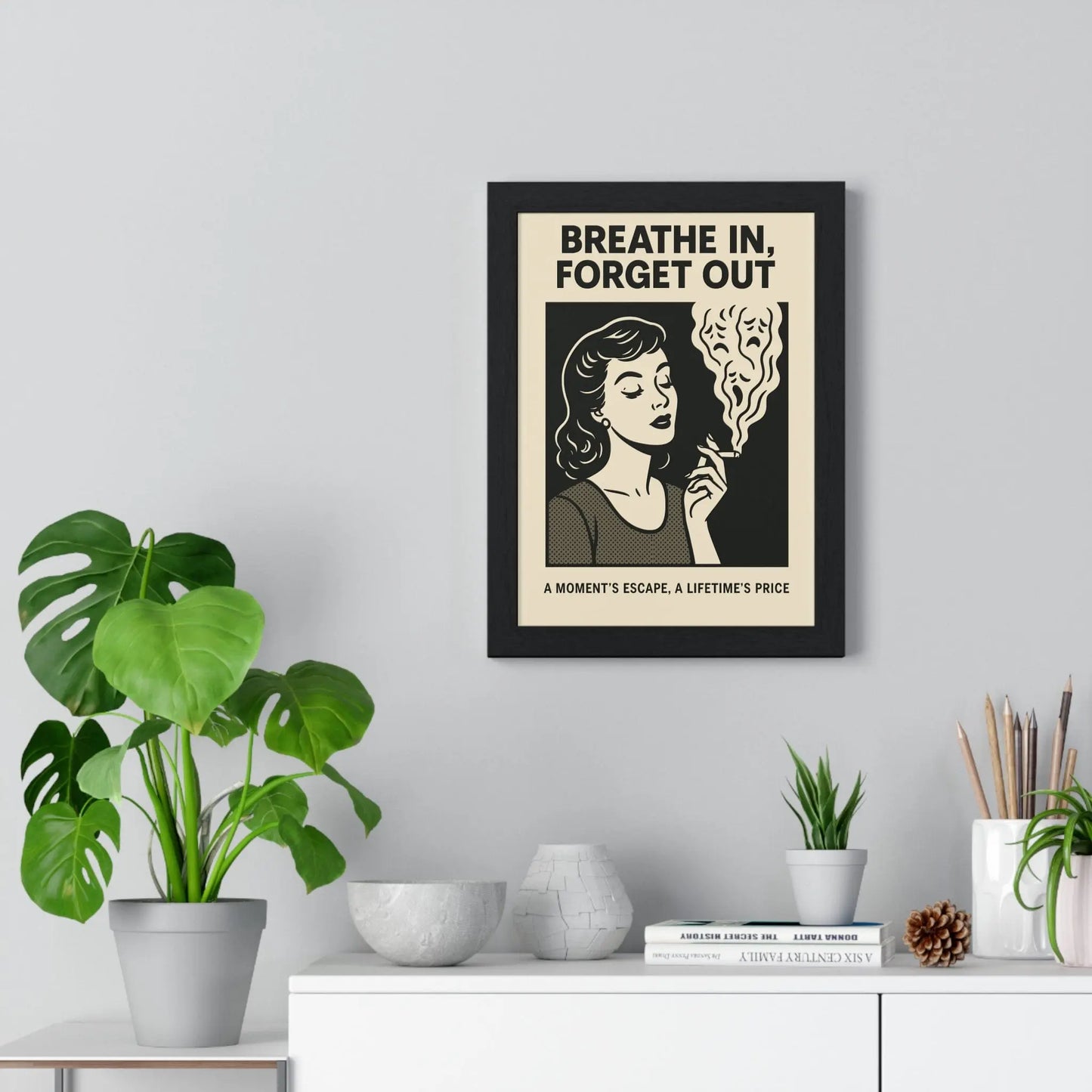 Breathe In Forget Out Poster – Retro Comic Parody Wall Art Print Poster Kingz