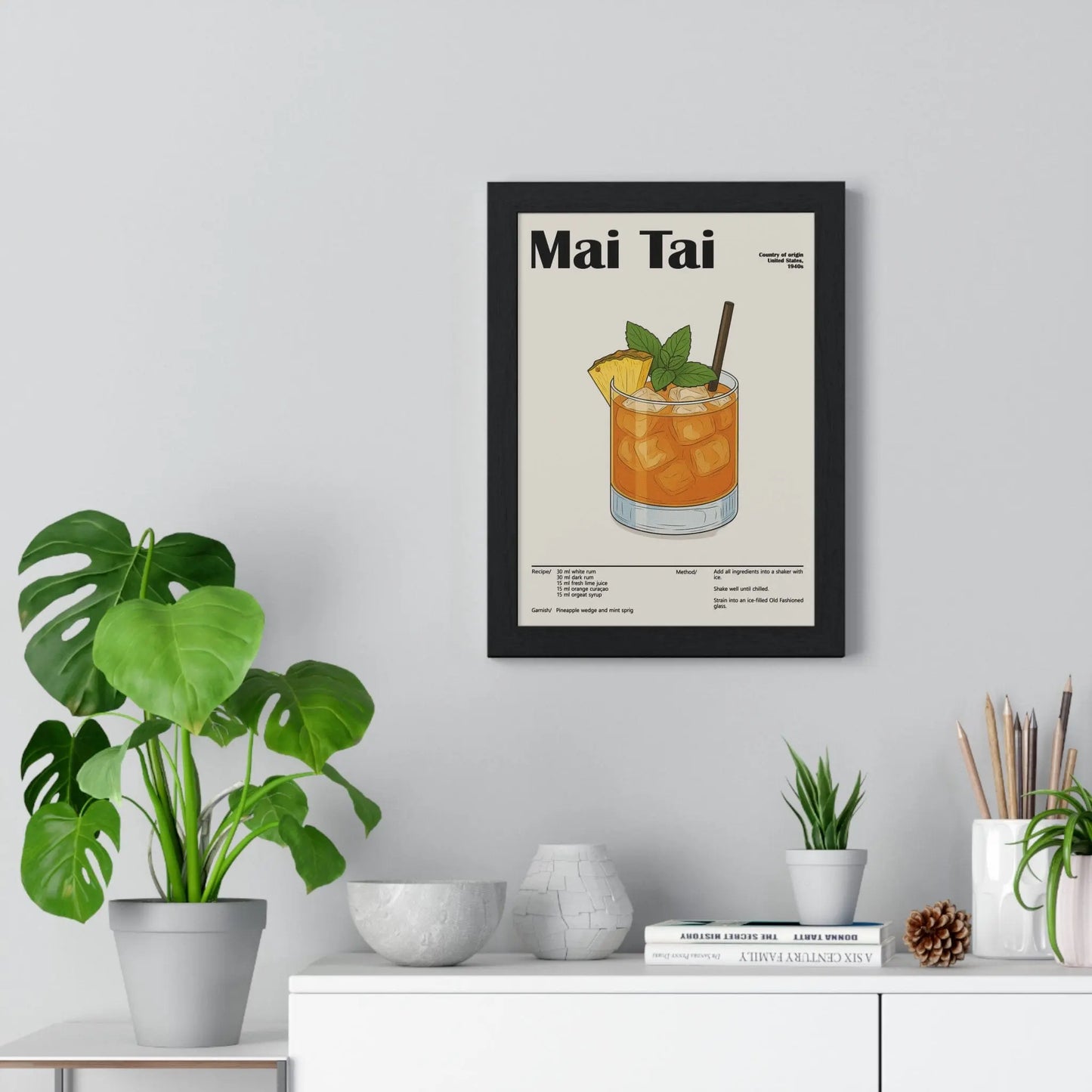 Cocktail Poster Mai Tai Cocktail Poster – Tropical Rum Drink Wall Art – Framed or Unframed Poster Kingz