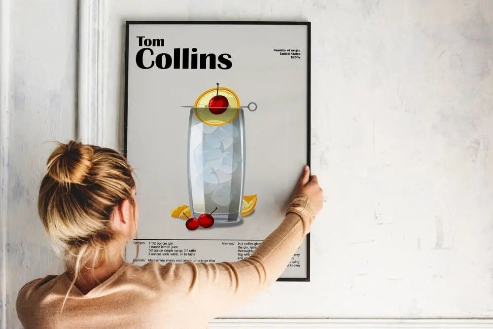 Cocktail Poster Tom Collins Cocktail Poster – Classic Drink Wall Art – Bar Decor Print Poster Kingz