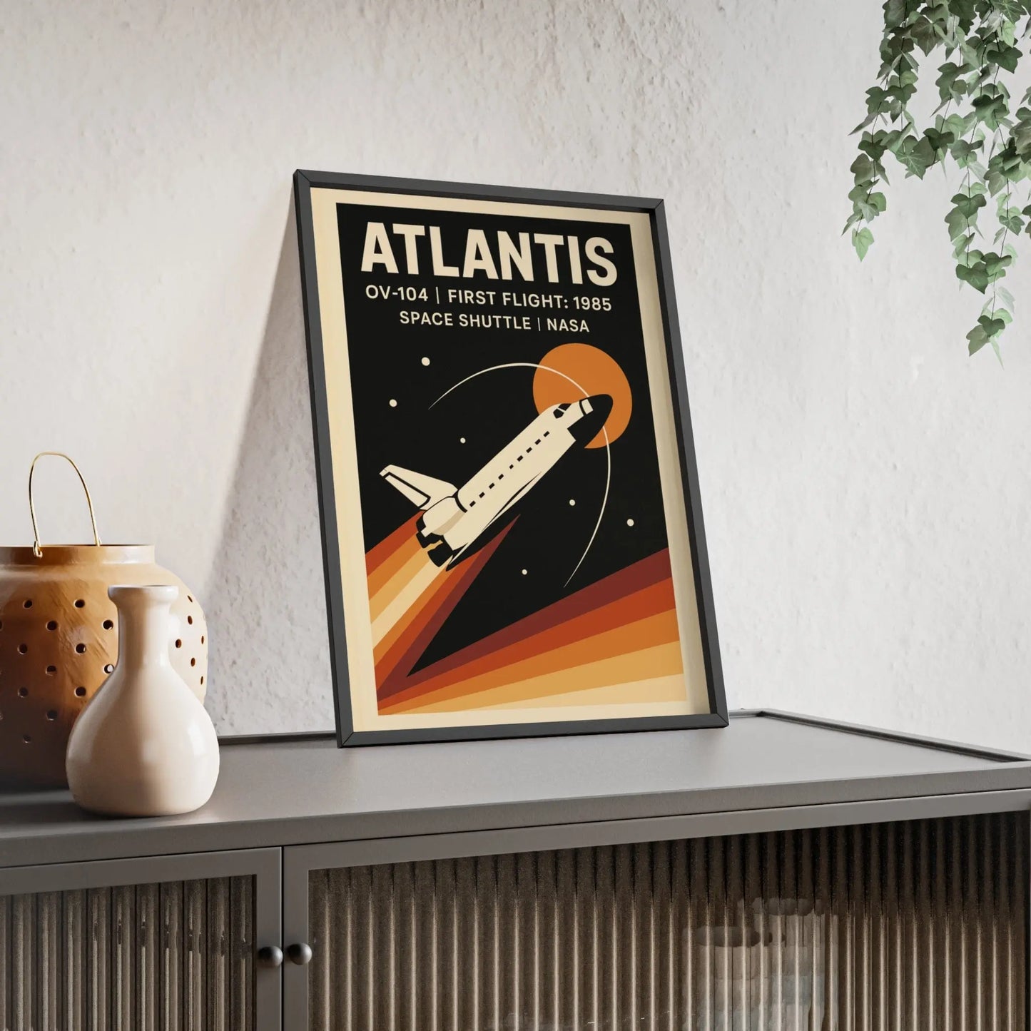 Space Atlantis Space Shuttle Poster | Retro NASA Print | OV-104 Wall Art Poster Kingz