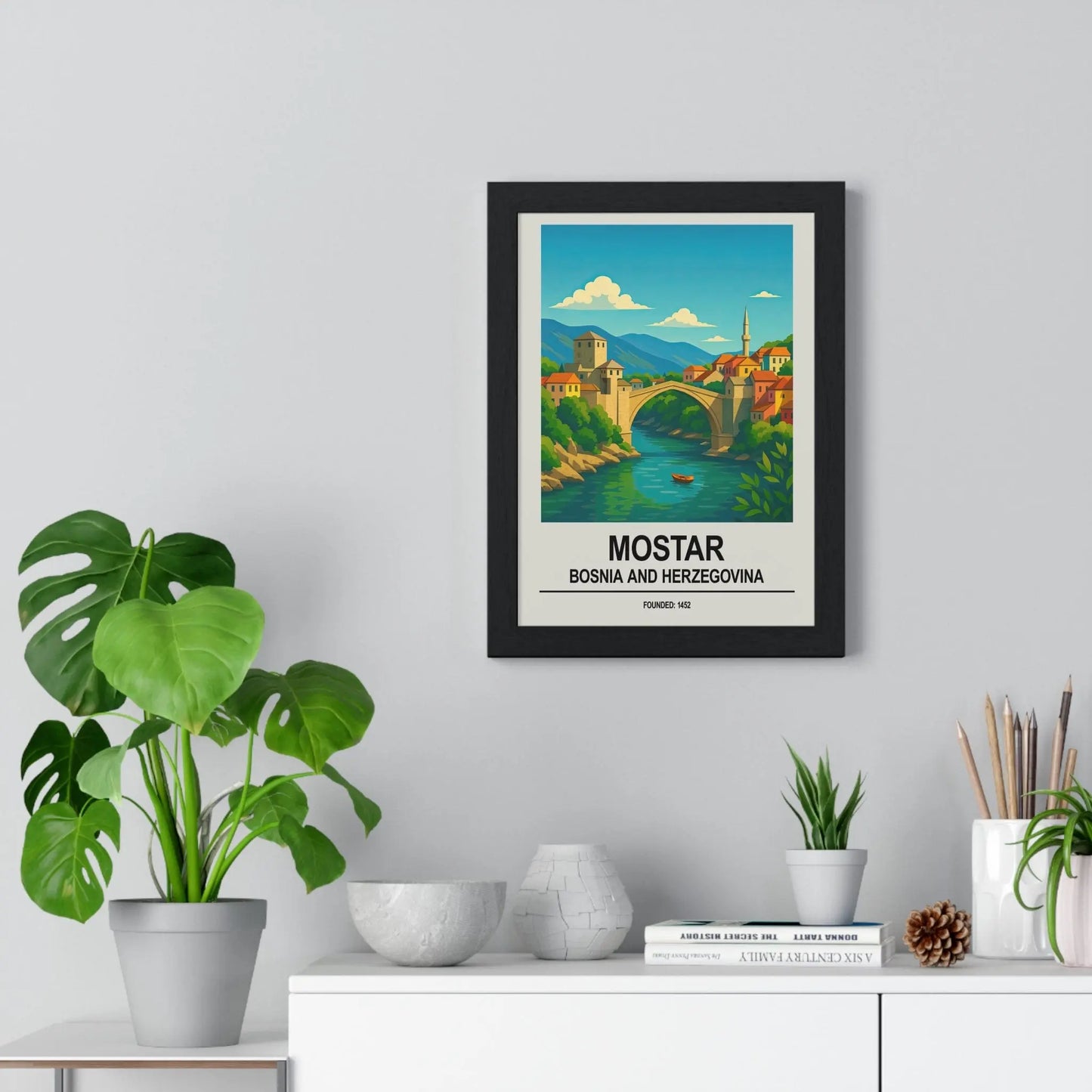 Travel Poster Mostar Poster | Bosnia Travel Print | Stari Most Vintage Wall Art Poster Kingz
